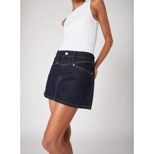 Blank NYC Over the moon Women's Size 28 Blue Metallic Denim Mini Skirt